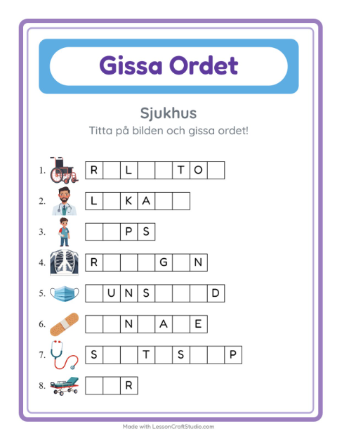 Gissa ordet – Sjukhus