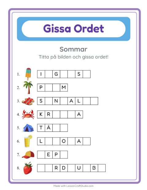 Gissa ordet – Sommar