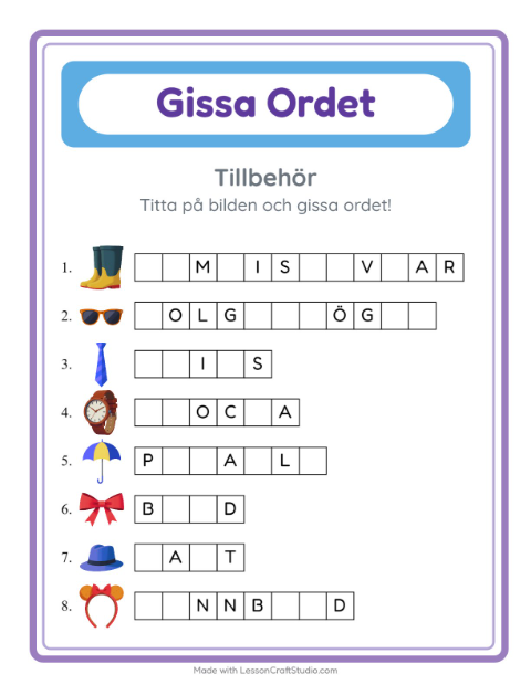 Gissa ordet – Tillbehör