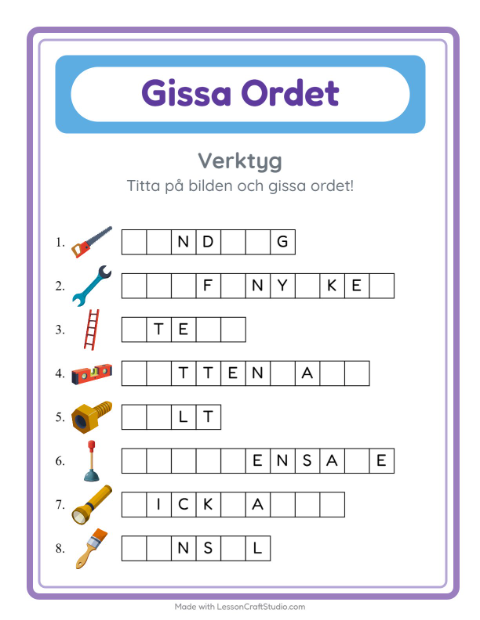 Gissa ordet – Verktyg