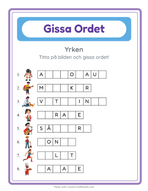 Gissa ordet – Yrken