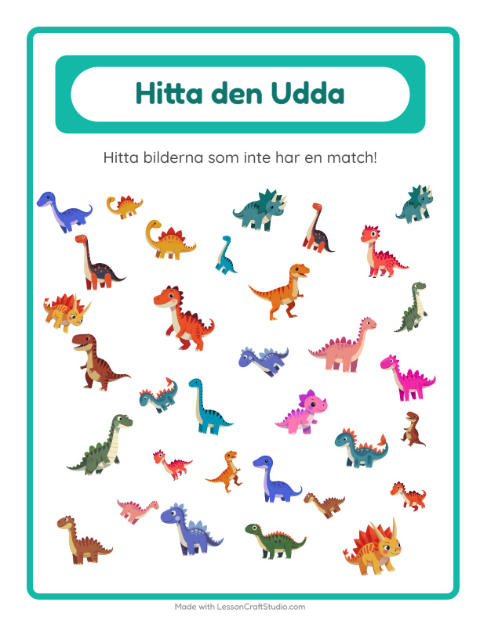 Hitta det udda – Dinosaurier