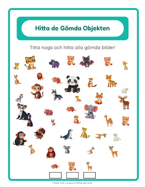 Hitta föremål – Djurparksdjur