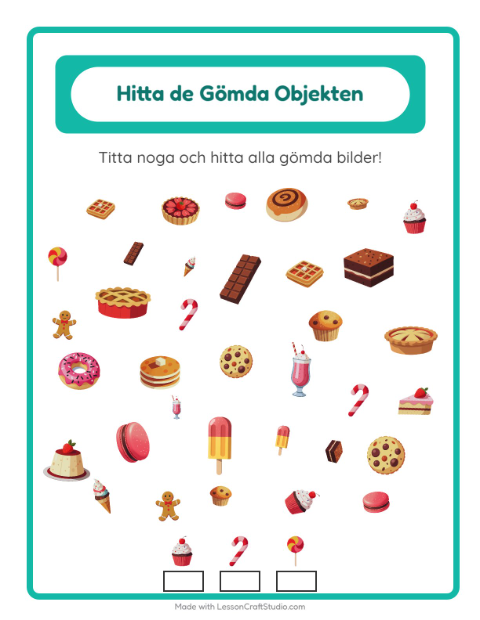 Hitta föremål – Efterrätter och godis