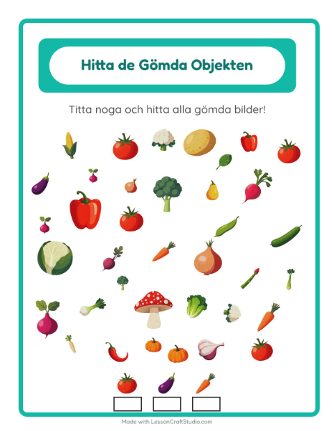 Hitta föremål – Grönsaker