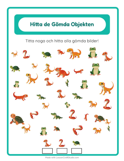 Hitta föremål – Reptiler och groddjur
