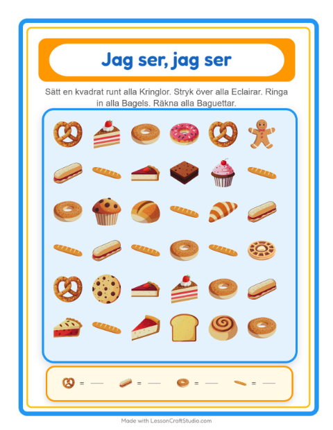 Hitta och räkna – Bageri