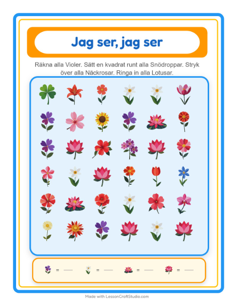 Hitta och räkna – Blommor