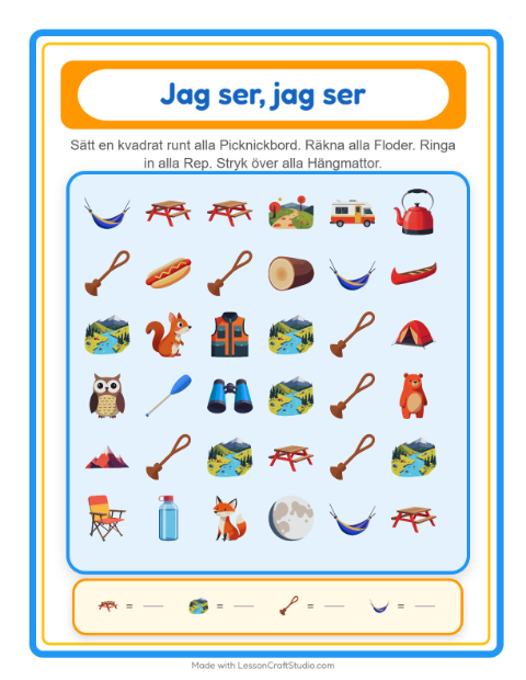Hitta och räkna – Camping