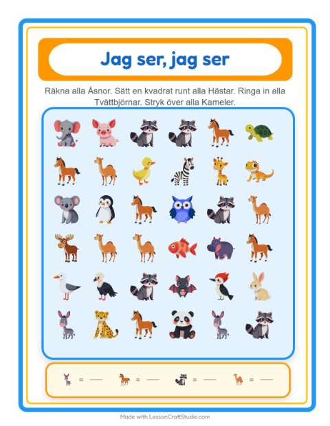Hitta och räkna – Djur