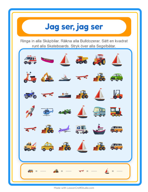 Hitta och räkna – Fordon