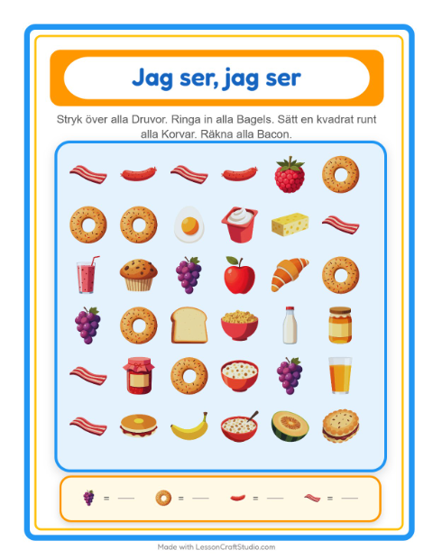 Hitta och räkna – Frukost