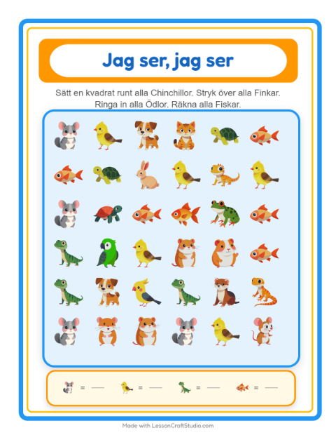 Hitta och räkna – Husdjur