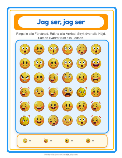 Hitta och räkna – Känslor
