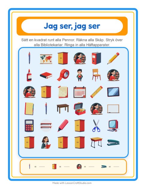 Hitta och räkna – Klassrum