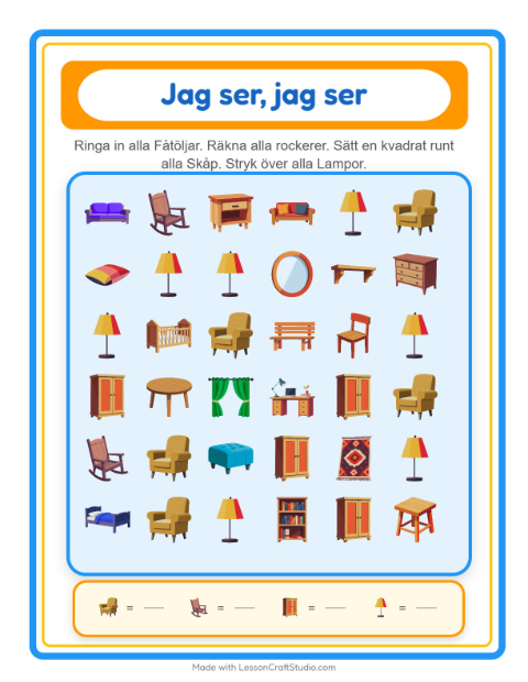 Hitta och räkna – Möbler