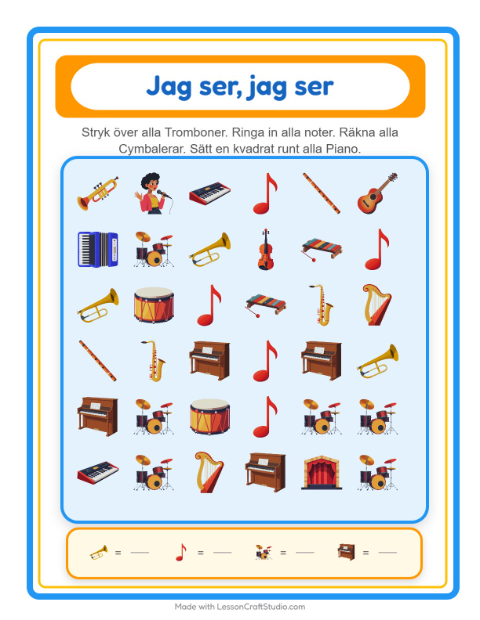 Hitta och räkna – Musik