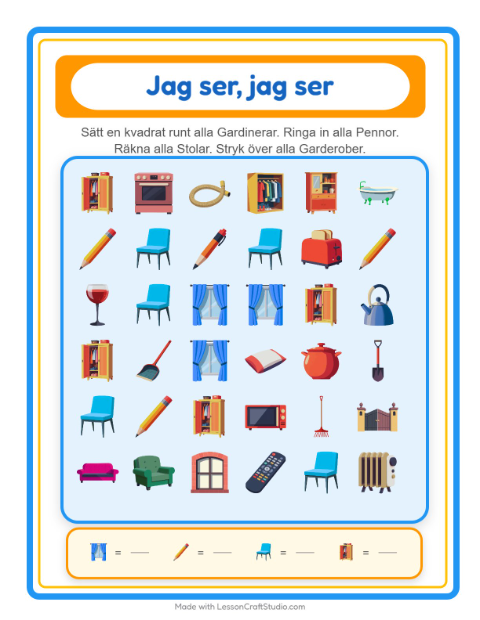 Hitta och räkna – Runt huset