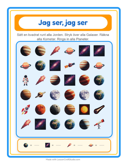 Hitta och räkna – Rymden