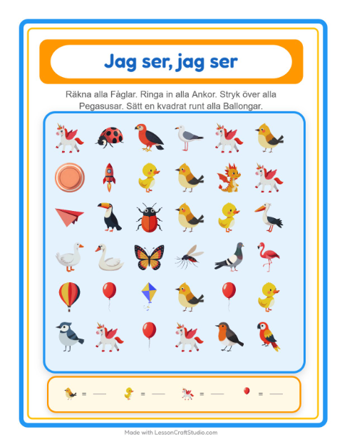 Hitta och räkna – Saker som flyger