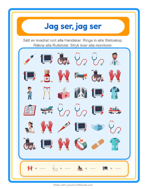 Hitta och räkna – Sjukhus