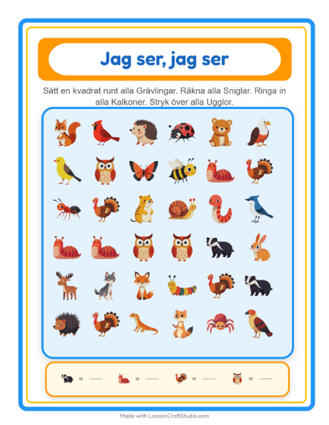Hitta och räkna – Skogsdjur