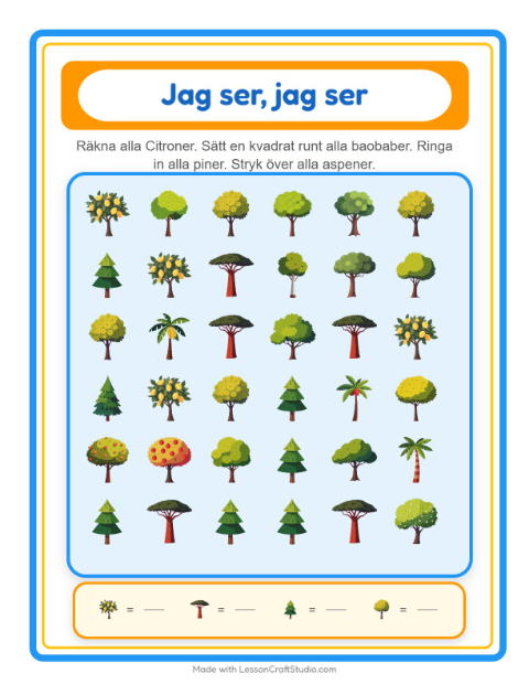 Hitta och räkna – Träd
