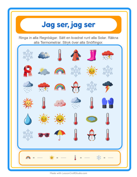 Hitta och räkna – Väder