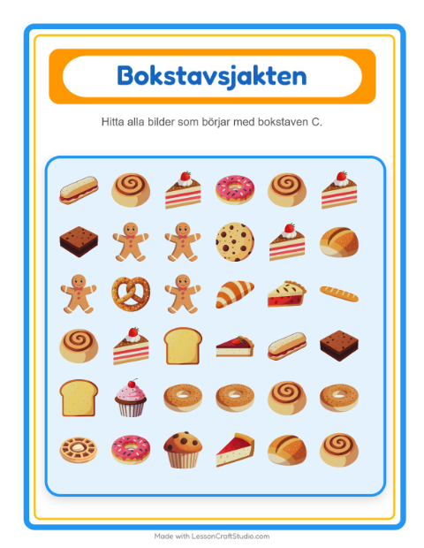 Hitta bokstaven – Bageri