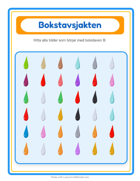 Hitta bokstaven – Färger