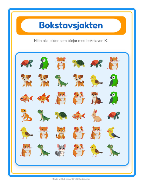 Förhandsvisning av Hitta Och Räkna-arbetsblad med Husdjur för Förskola