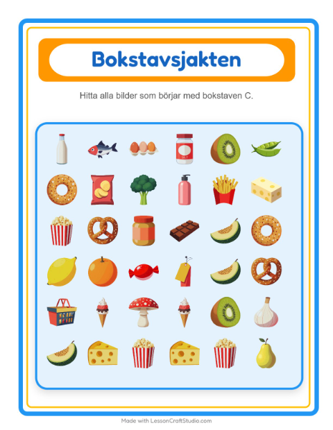 Hitta bokstaven – I snabbköpet