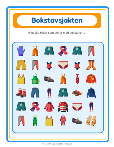 Hitta bokstaven – Kläder