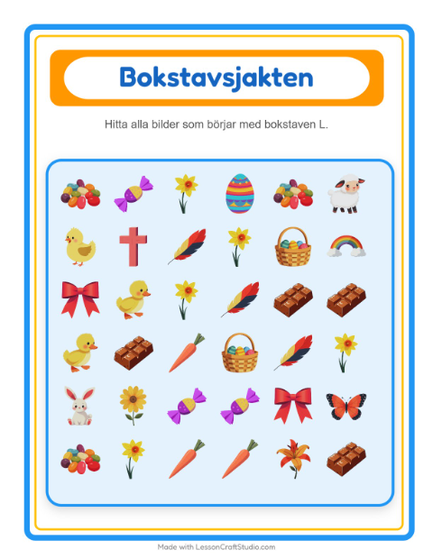Hitta bokstaven – Påsk