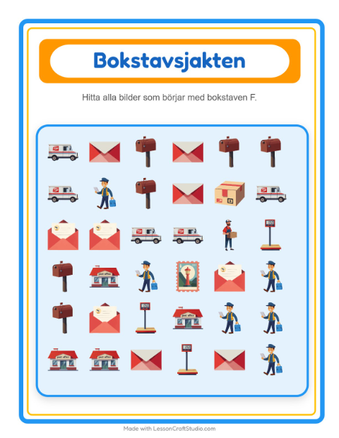 Hitta bokstaven – Postkontor