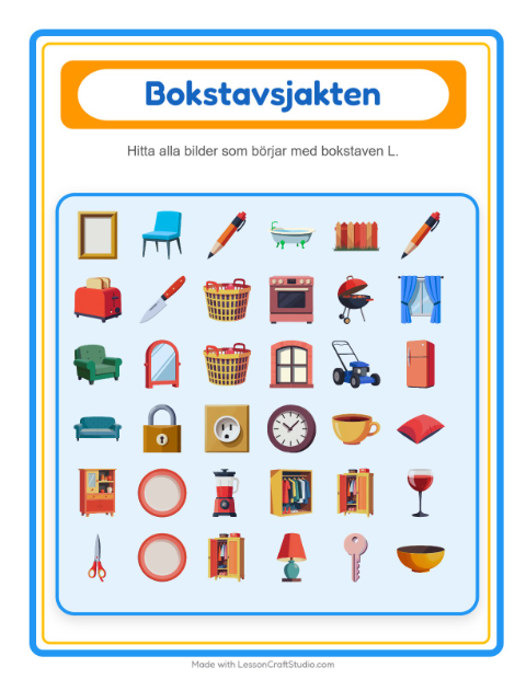 Hitta bokstaven – Runt huset
