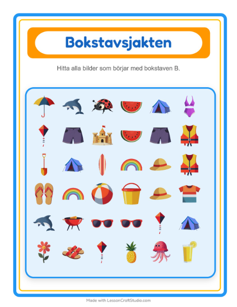 Hitta bokstaven – Sommar