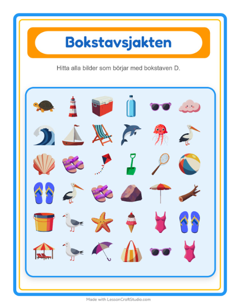 Hitta bokstaven – Strand