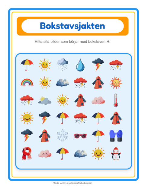 Hitta bokstaven – Väder