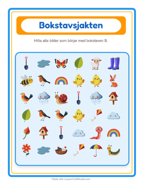 Hitta bokstaven – Vår