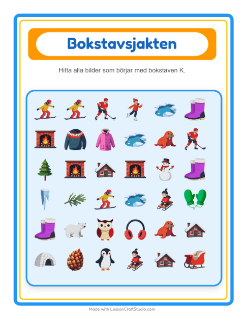 Hitta bokstaven – Vinter