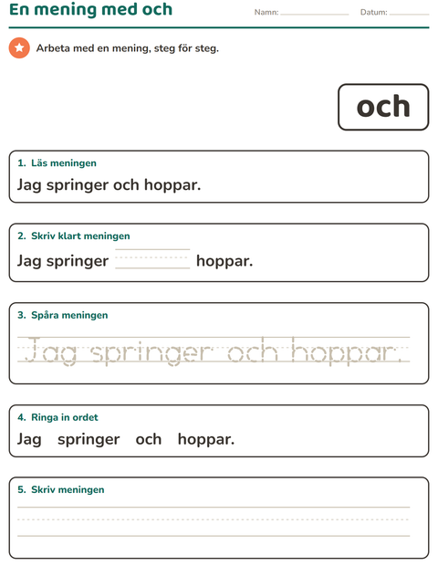 Förhandsvisning av Högfrekventa ord-arbetsblad för Förskoleklass