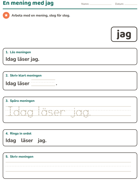 Förhandsvisning av Högfrekventa ord-arbetsblad för Förskoleklass