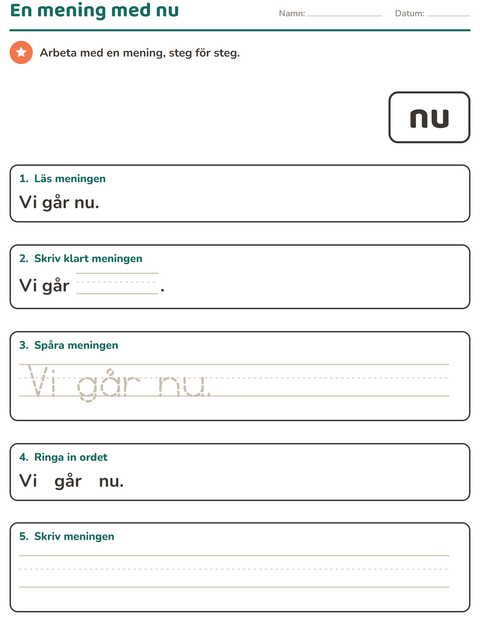 Förhandsvisning av Högfrekventa ord-arbetsblad för Förskoleklass