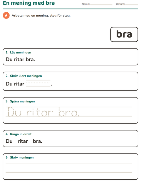 Förhandsvisning av Högfrekventa ord-arbetsblad för Förskoleklass