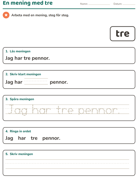 Förhandsvisning av Högfrekventa ord-arbetsblad för Förskoleklass