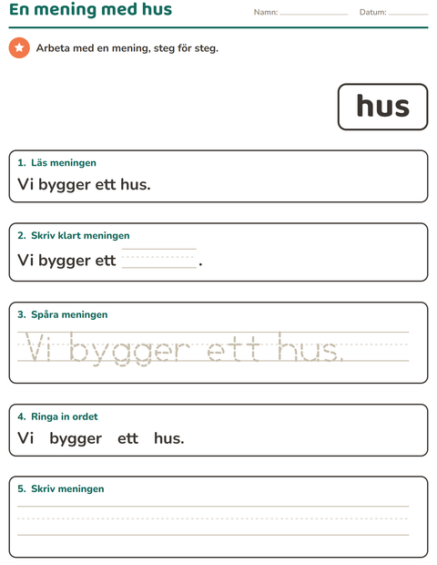 Förhandsvisning av Högfrekventa ord-arbetsblad för Förskoleklass