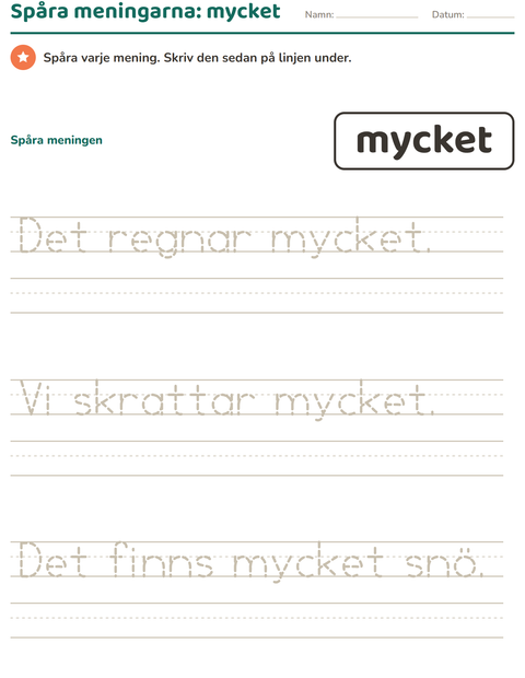 Förhandsvisning av Högfrekventa ord-arbetsblad för Förskoleklass