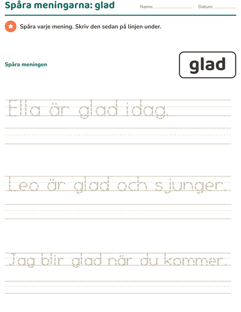 Förhandsvisning av Högfrekventa ord-arbetsblad för Förskoleklass