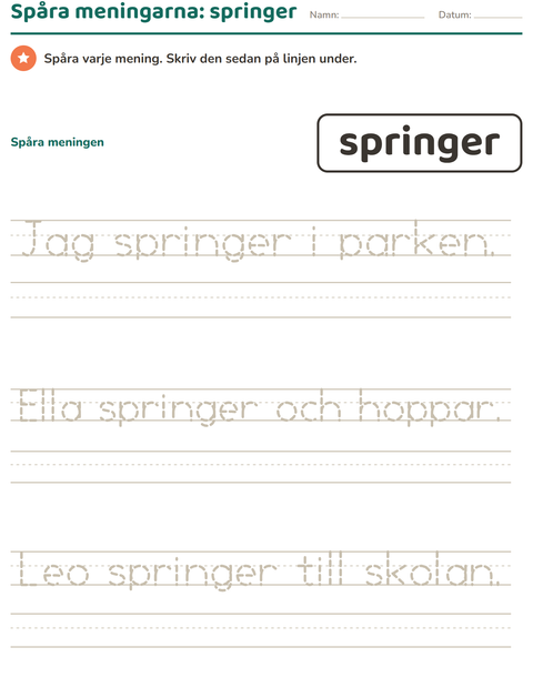 Förhandsvisning av Högfrekventa ord-arbetsblad för Förskoleklass